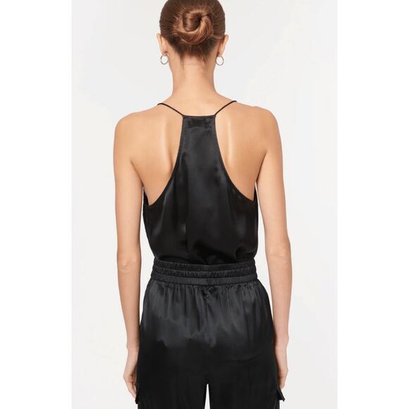 Black CAMI NYC Racer Back Lace Trimmed Silk Charmeuse Cami XS - Picture 4 of 10